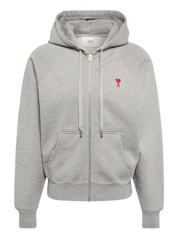 AMI PARIS Ami De Caur cotton jersey zip-up hoodie