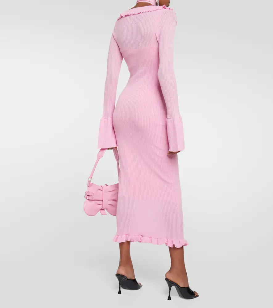 BLUMARINE Ruffled wool midi dress | Thumbnail 4
