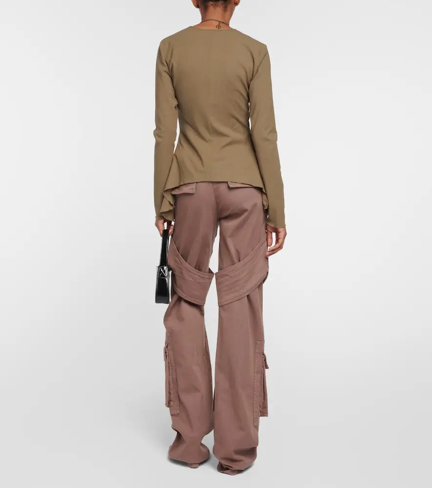 BLUMARINE Ruffled tie-front wool-blend blouse | Thumbnail 4