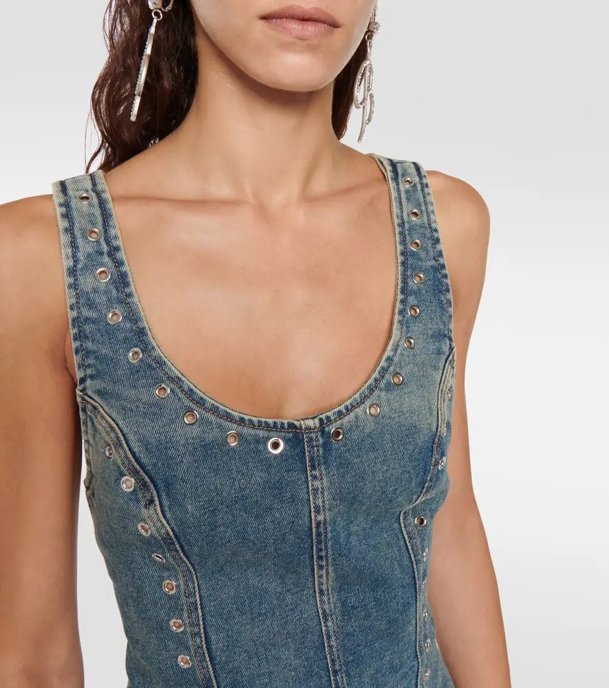 BLUMARINE Embellished denim midi dress | Thumbnail 4