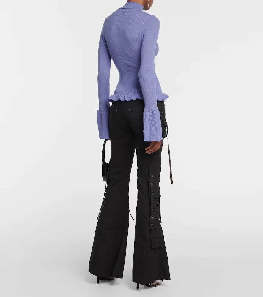 BLUMARINE Ruffle-trimmed ribbed-knit wool sweater | Thumbnail 4