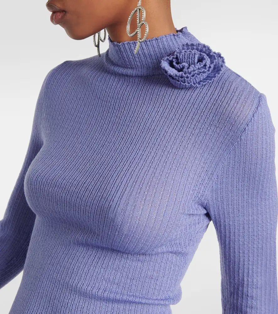 BLUMARINE Ruffle-trimmed ribbed-knit wool sweater | Thumbnail 5