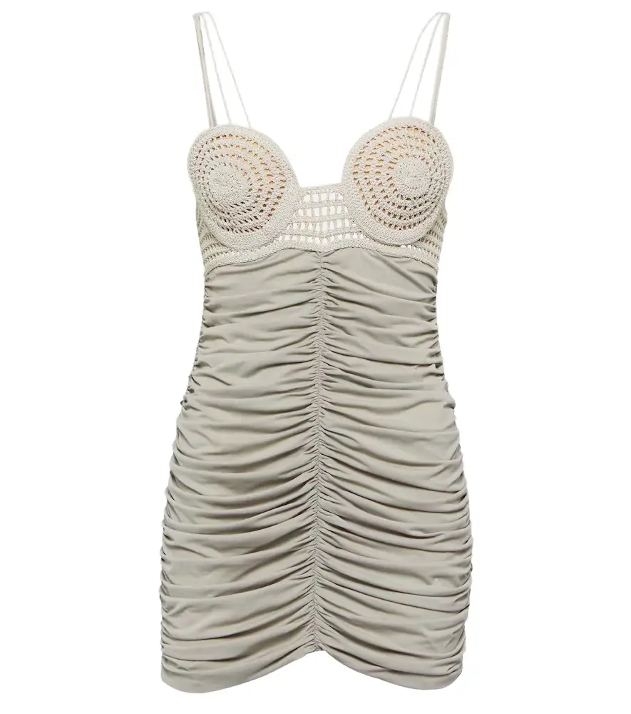 Magda Butrym Ruched crochet and jersey minidress