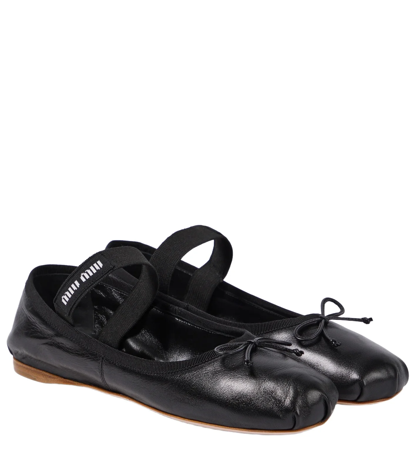 Logo leather ballet flats