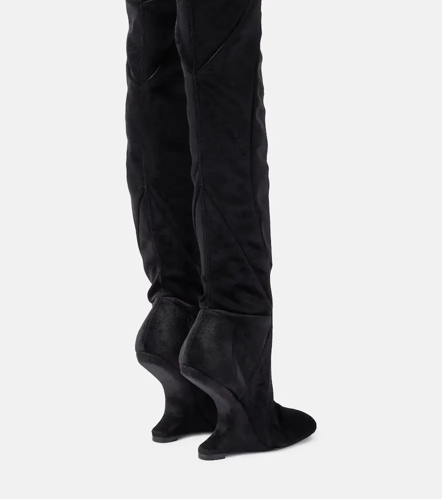 Rick Owens Cantilever velvet over-the-knee boots | Thumbnail 2