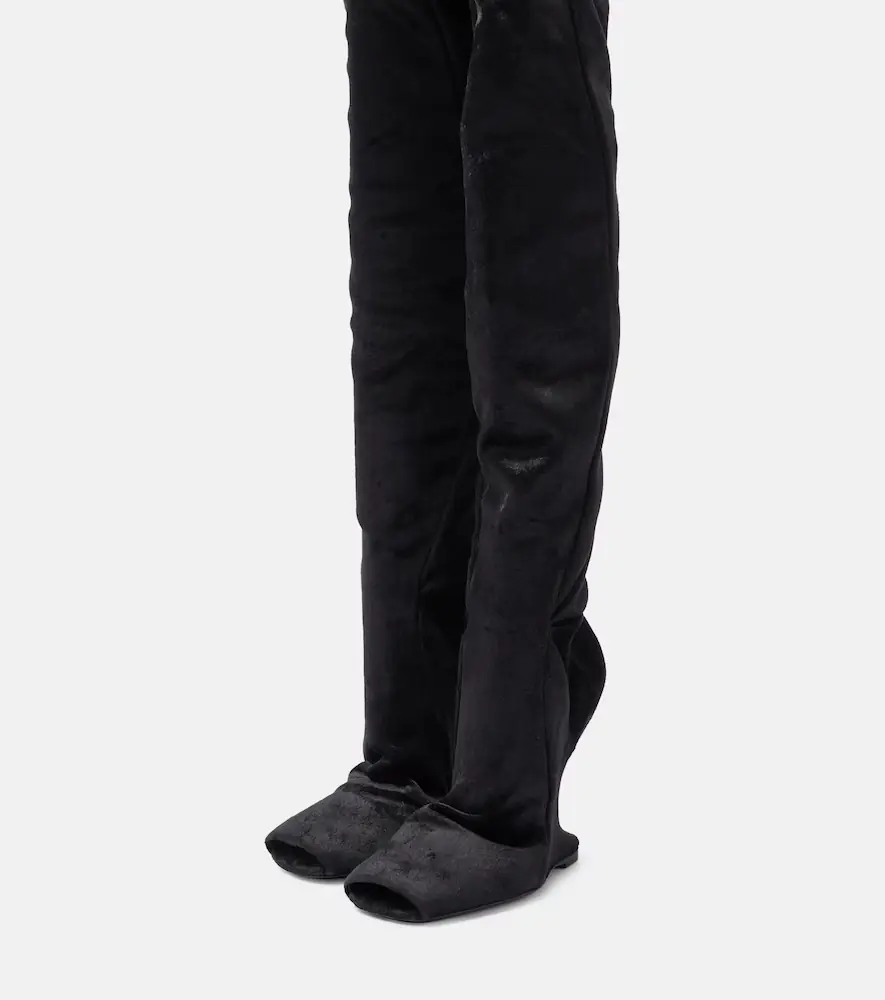 Rick Owens Cantilever velvet over-the-knee boots | Thumbnail 3
