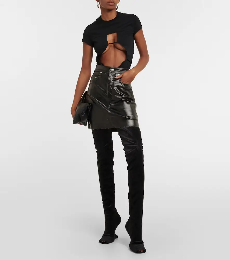 Rick Owens Cantilever velvet over-the-knee boots | Thumbnail 6