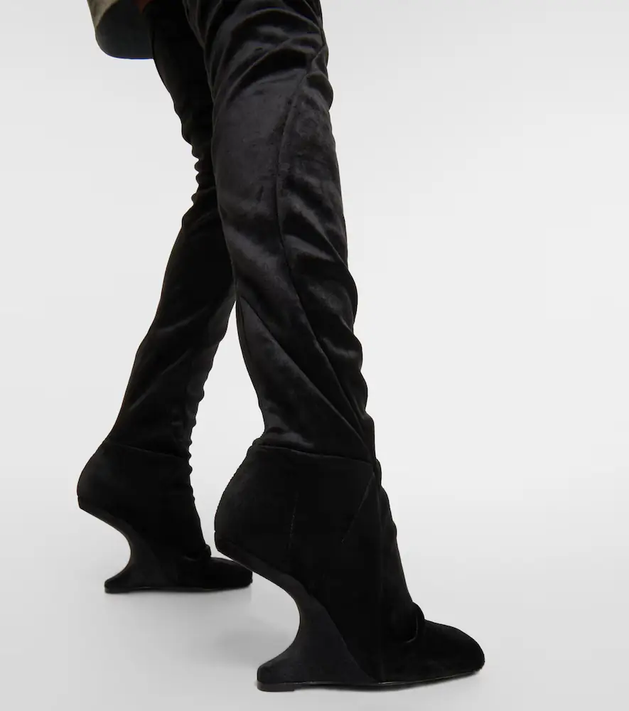 Rick Owens Cantilever velvet over-the-knee boots | Thumbnail 7