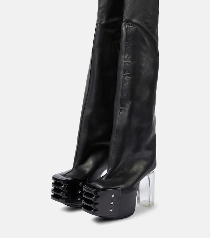 Rick Owens Platform leather over-the-knee boots | Thumbnail 6