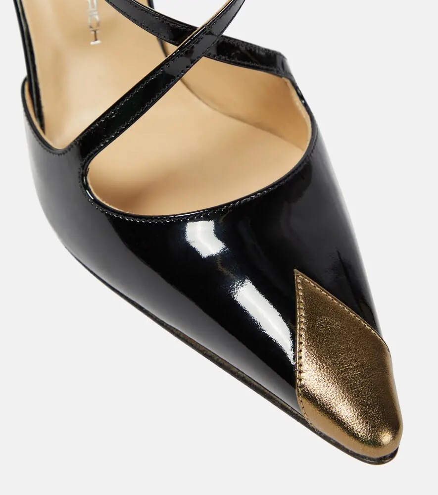 Alessandra Rich Paneled patent leather pumps | Thumbnail 4 Alessandra Rich Paneled patent leather pumps | Thumbnail 4