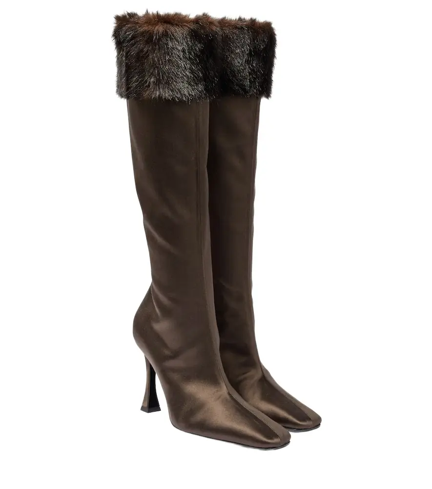 Faux satin knee-high boots Faux satin knee-high boots