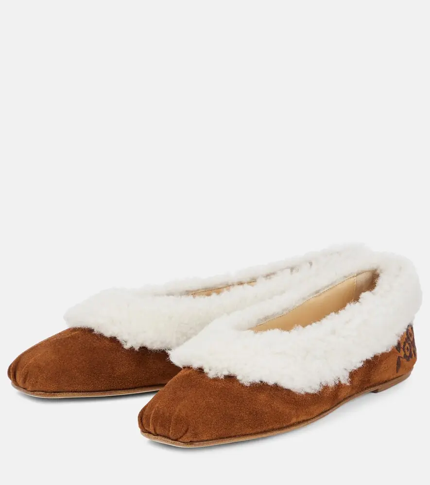 Magda Butrym Embroidered shearling ballet flats | Thumbnail 3