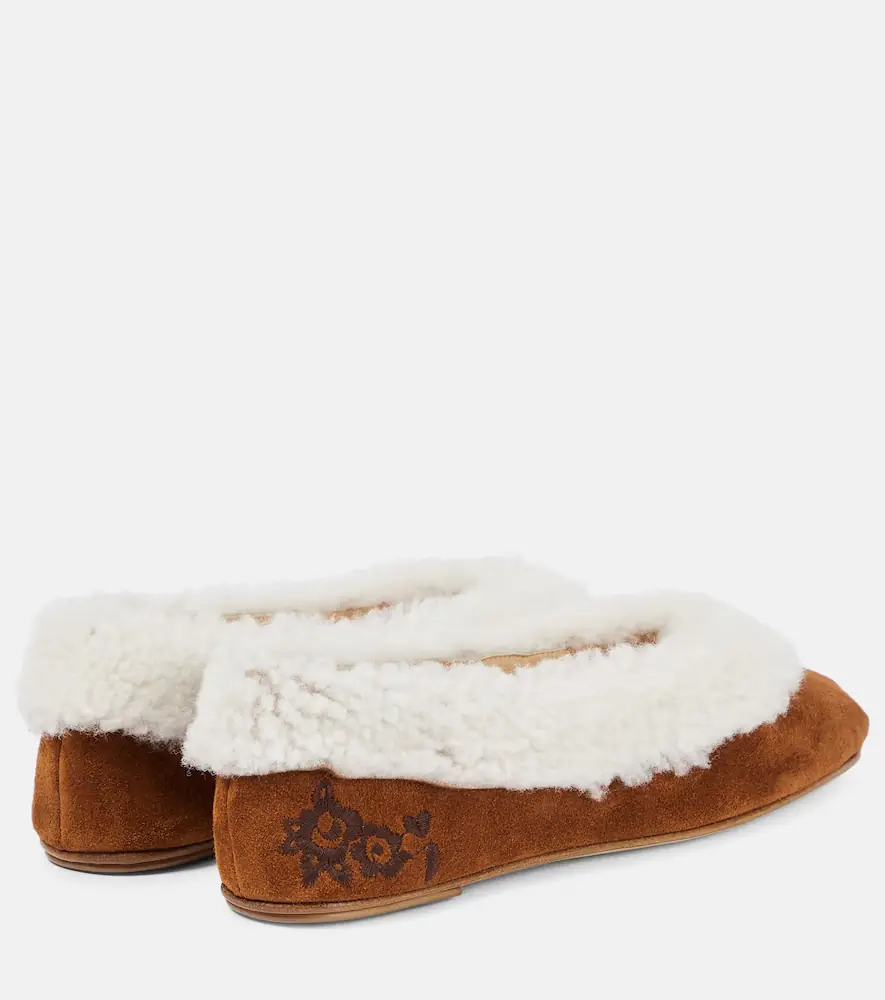 Magda Butrym Embroidered shearling ballet flats | Thumbnail 4
