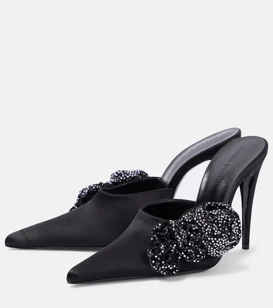 Magda Butrym Floral-appliqué embellished satin mules | Thumbnail 2 Magda Butrym Floral-appliqué embellished satin mules | Thumbnail 2