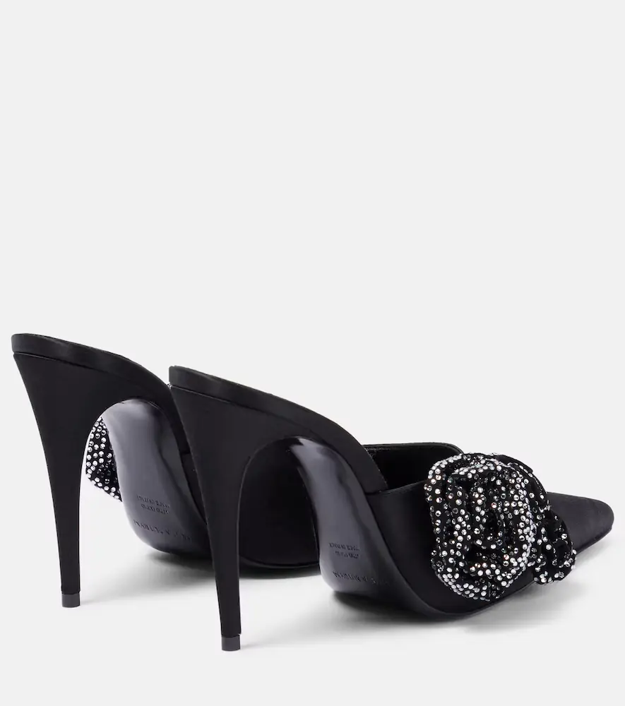 Magda Butrym Floral-appliqué embellished satin mules | Thumbnail 3 Magda Butrym Floral-appliqué embellished satin mules | Thumbnail 3