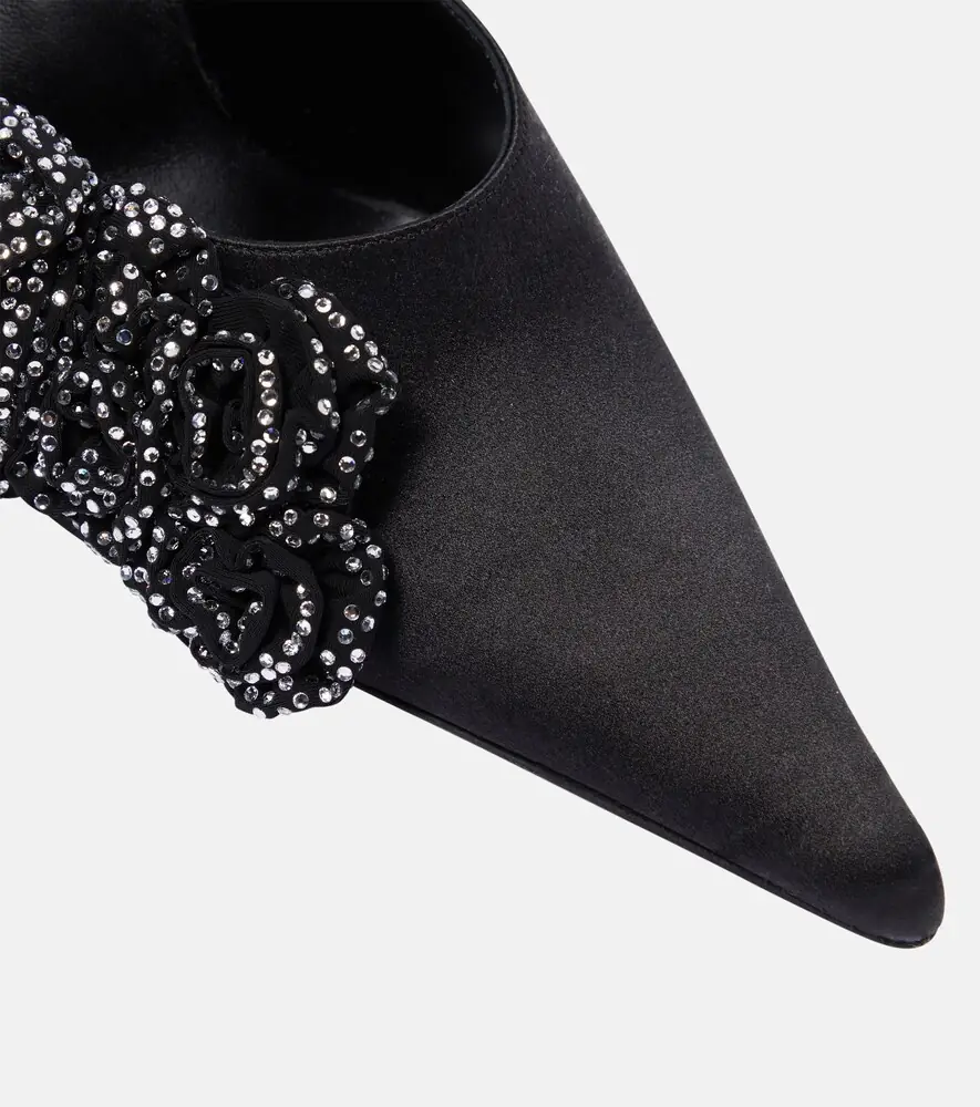 Magda Butrym Floral-appliqué embellished satin mules | Thumbnail 4 Magda Butrym Floral-appliqué embellished satin mules | Thumbnail 4