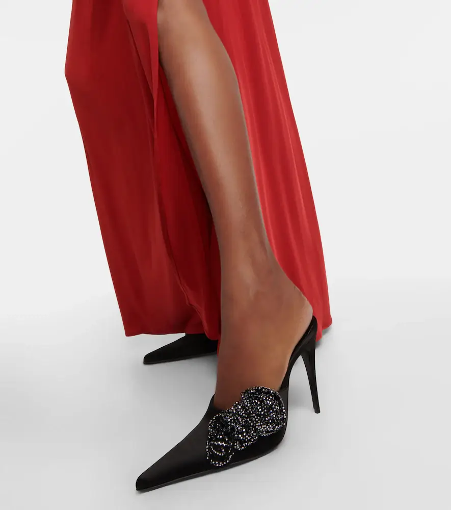Magda Butrym Floral-appliqué embellished satin mules | Thumbnail 5 Magda Butrym Floral-appliqué embellished satin mules | Thumbnail 5