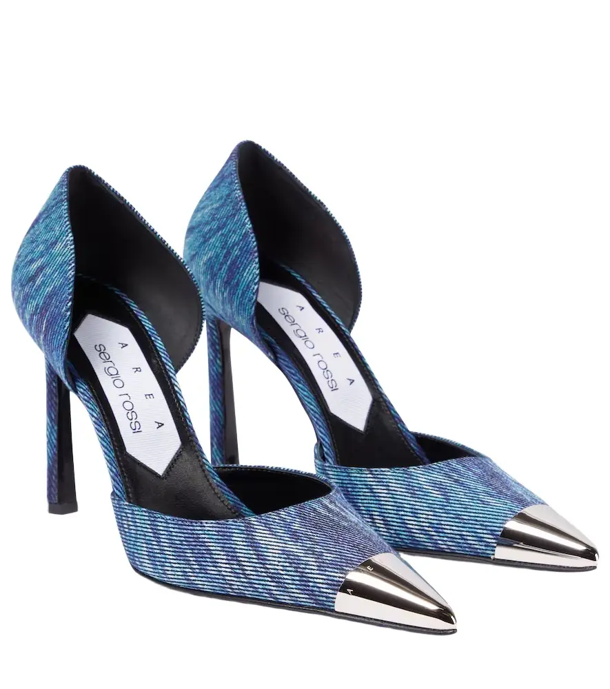 AREA x Sergio Rossi denim pumps
