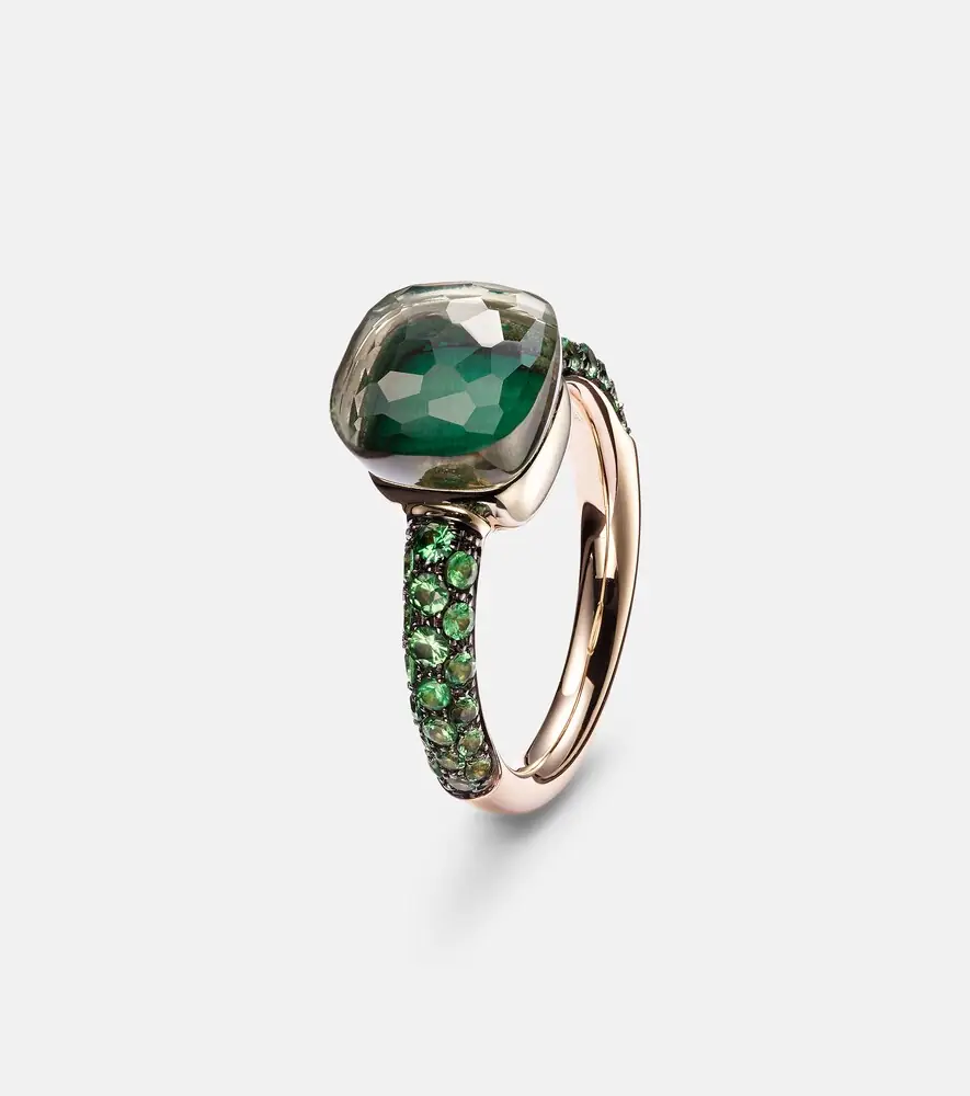 Pomellato Nudo 18kt rose and white gold ring with malachite, prasiolite, and tsavorite | Thumbnail 2 Pomellato Nudo 18kt rose and white gold ring with malachite, prasiolite, and tsavorite | Thumbnail 2