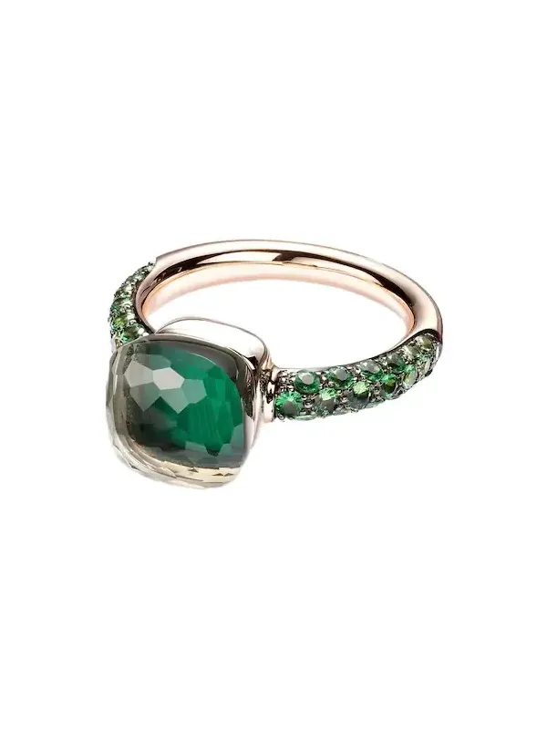 Nudo 18kt rose and white gold ring with malachite, prasiolite, and tsavorite Nudo 18kt rose and white gold ring with malachite, prasiolite, and tsavorite