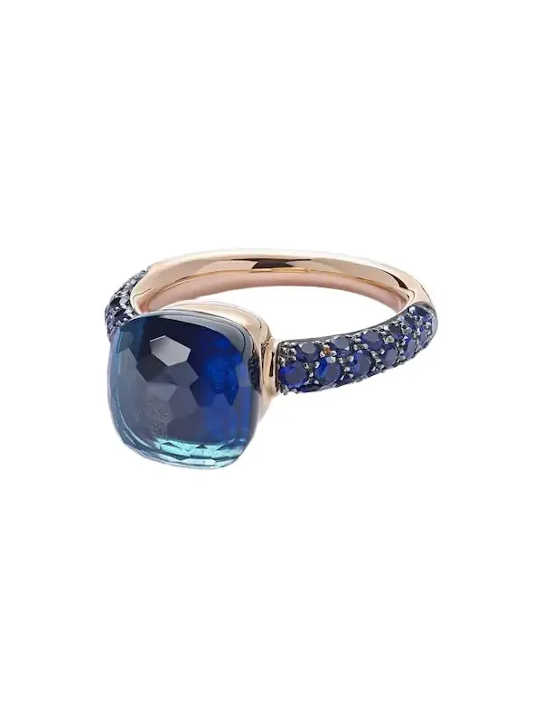 Nudo 18kt rose and white gold ring with topaz