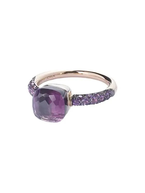 Nudo Petit 18kt rose and white gold ring with amethyst and jade Nudo Petit 18kt rose and white gold ring with amethyst and jade