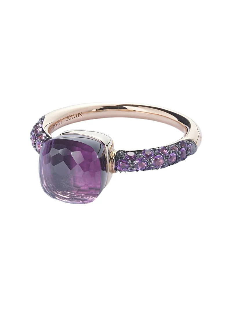 Pomellato Nudo Petit 18kt rose and white gold ring with amethyst and jade
