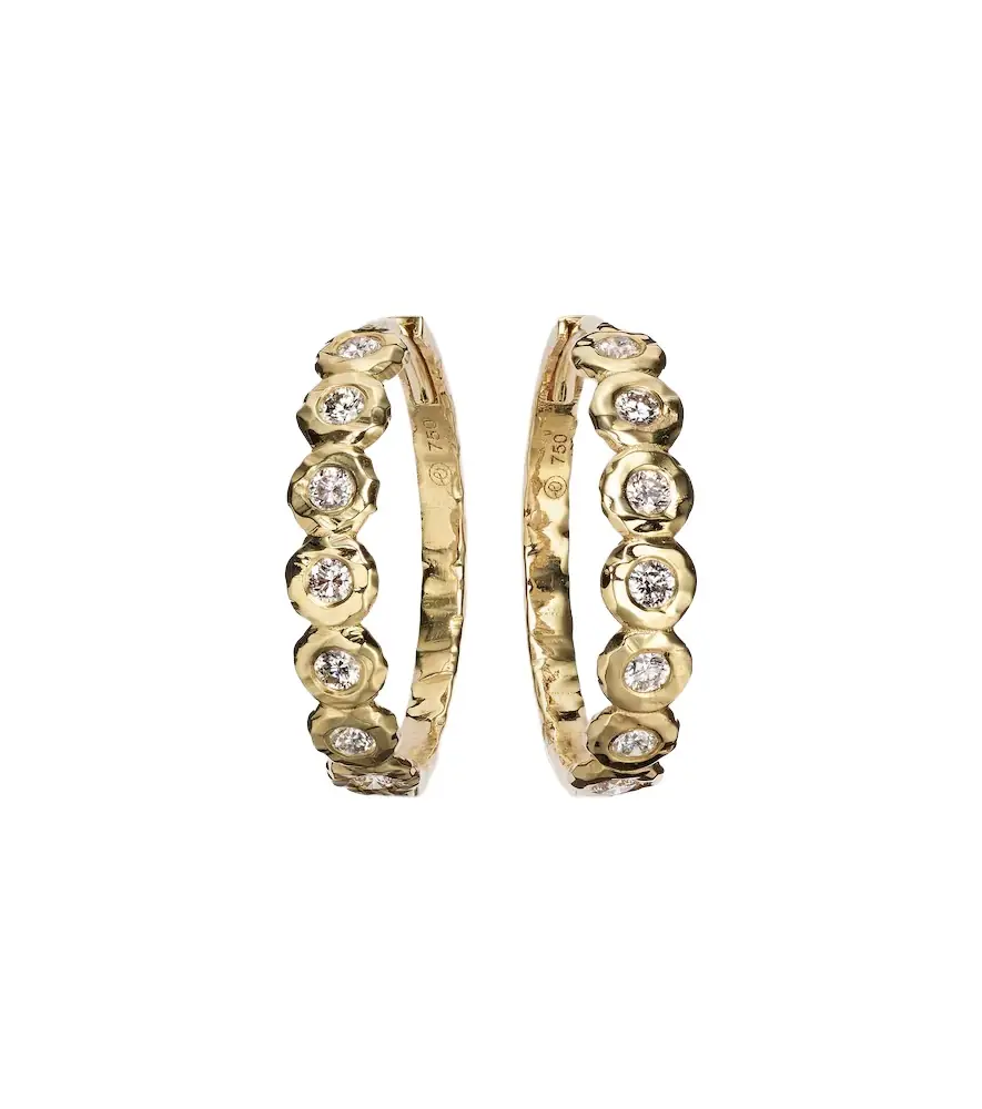 Octavia Elizabeth Edith 18kt gold hoop earrings with diamonds | Image 1 Octavia Elizabeth Edith 18kt gold hoop earrings with diamonds | Image 1