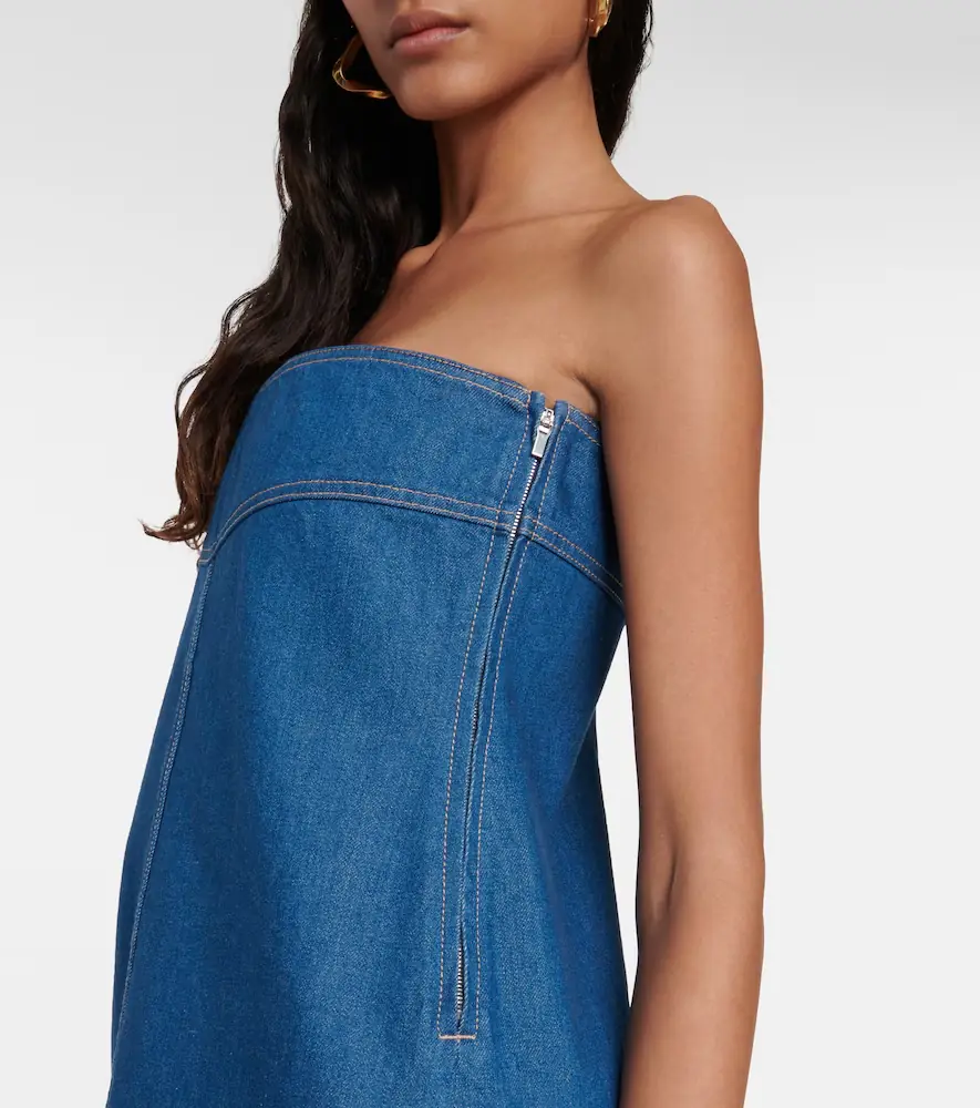 Ferragamo Strapless denim midi dress | Thumbnail 2 Ferragamo Strapless denim midi dress | Thumbnail 2