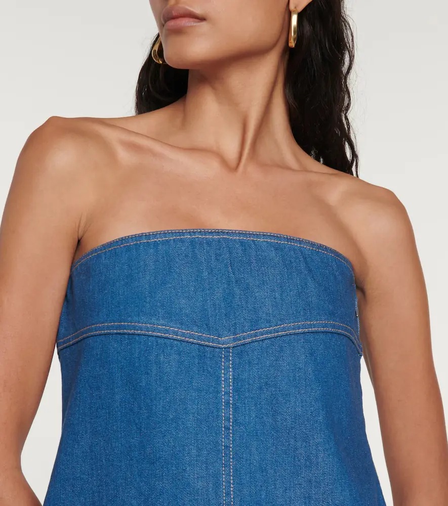 Ferragamo Strapless denim midi dress | Thumbnail 3 Ferragamo Strapless denim midi dress | Thumbnail 3