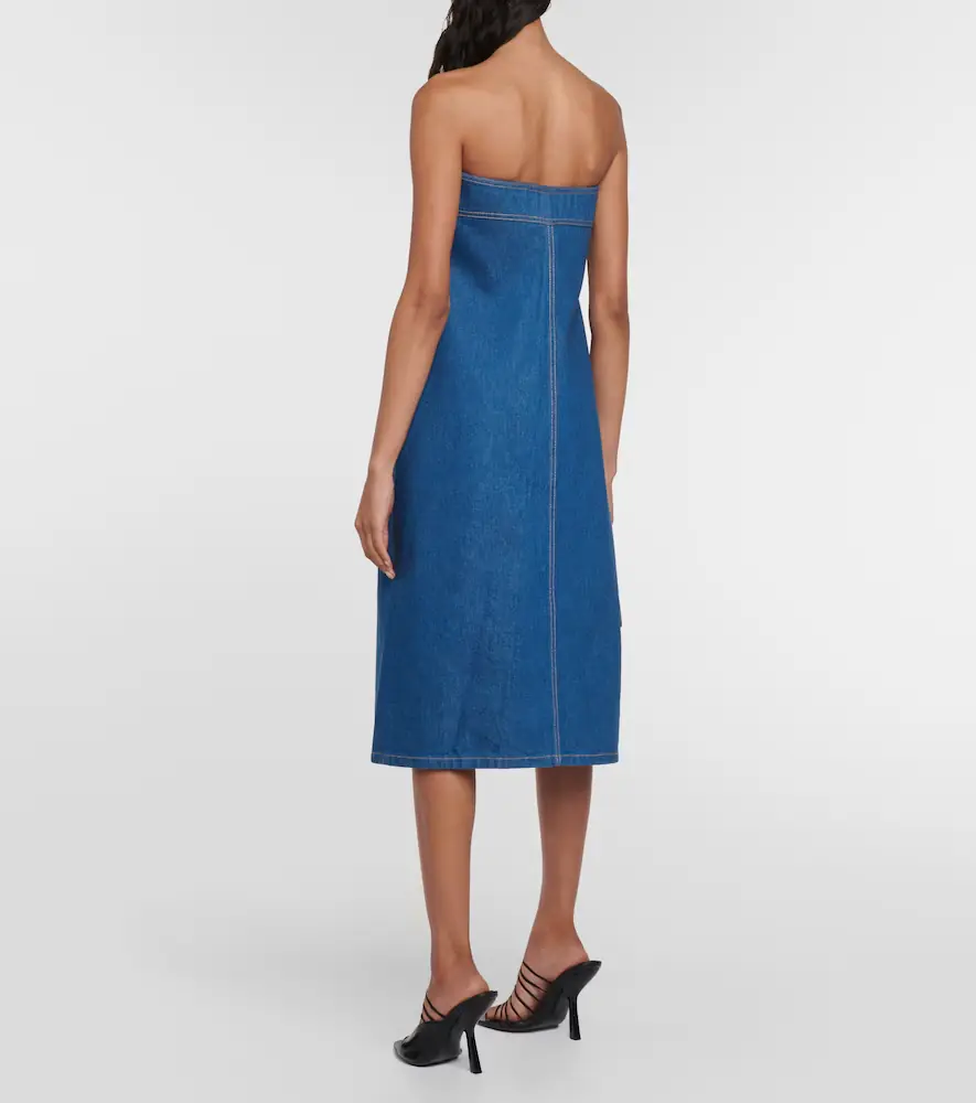Ferragamo Strapless denim midi dress | Thumbnail 4 Ferragamo Strapless denim midi dress | Thumbnail 4