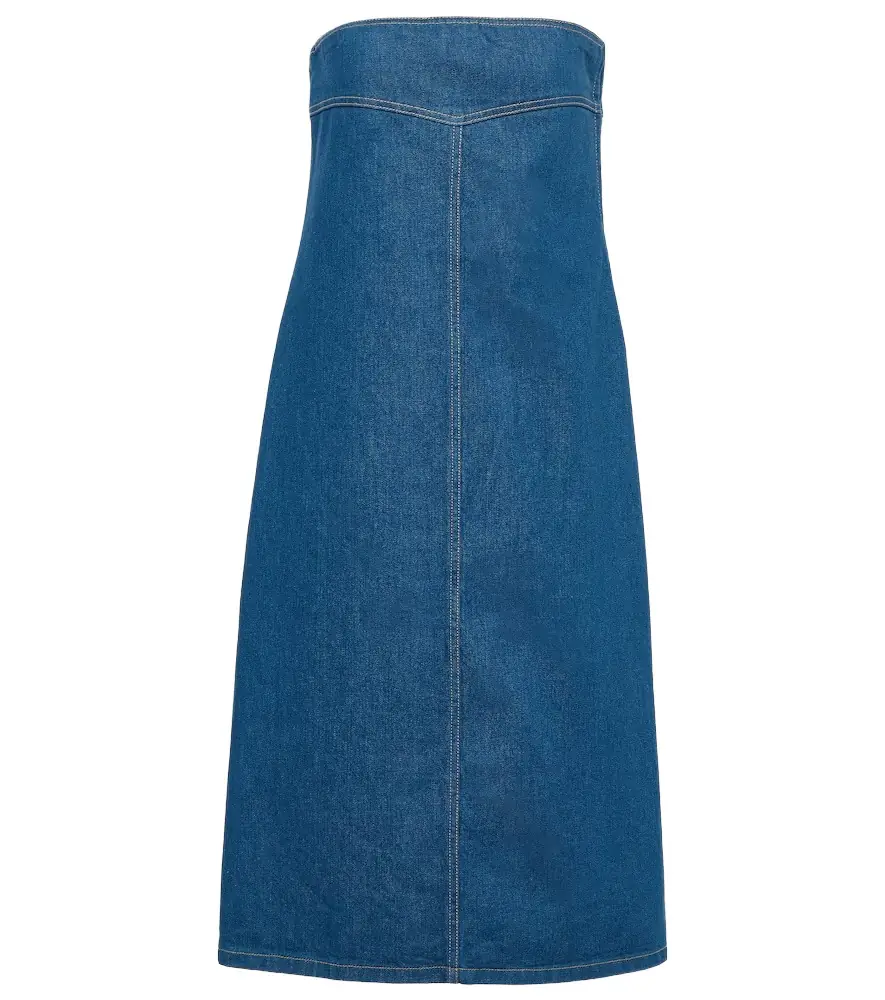 Ferragamo Strapless denim midi dress