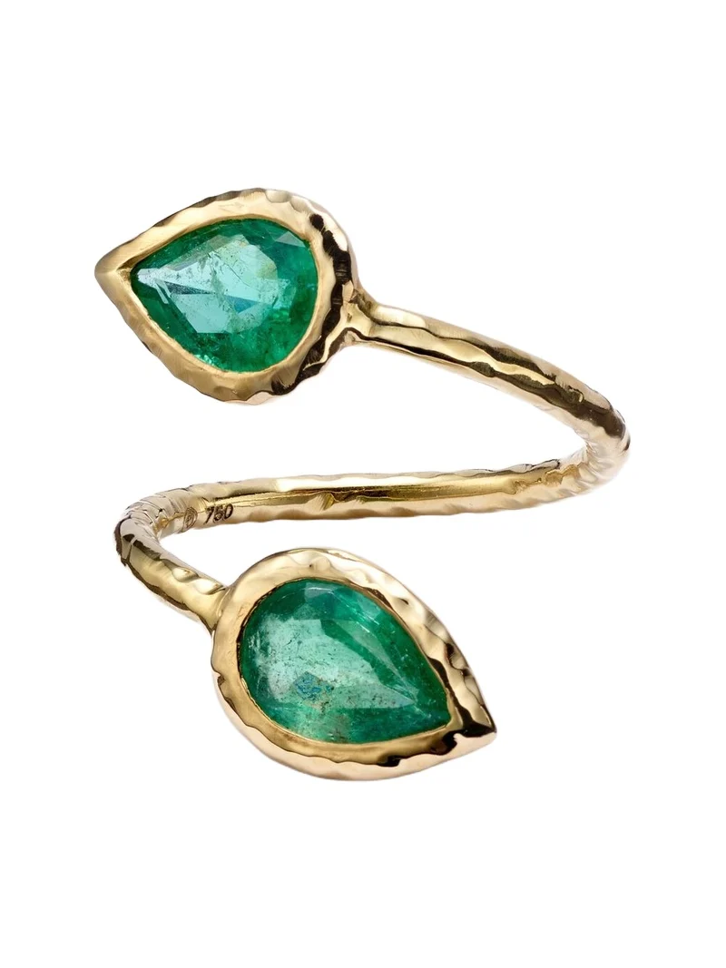 Moi and Toi 18kt gold ring with emeralds