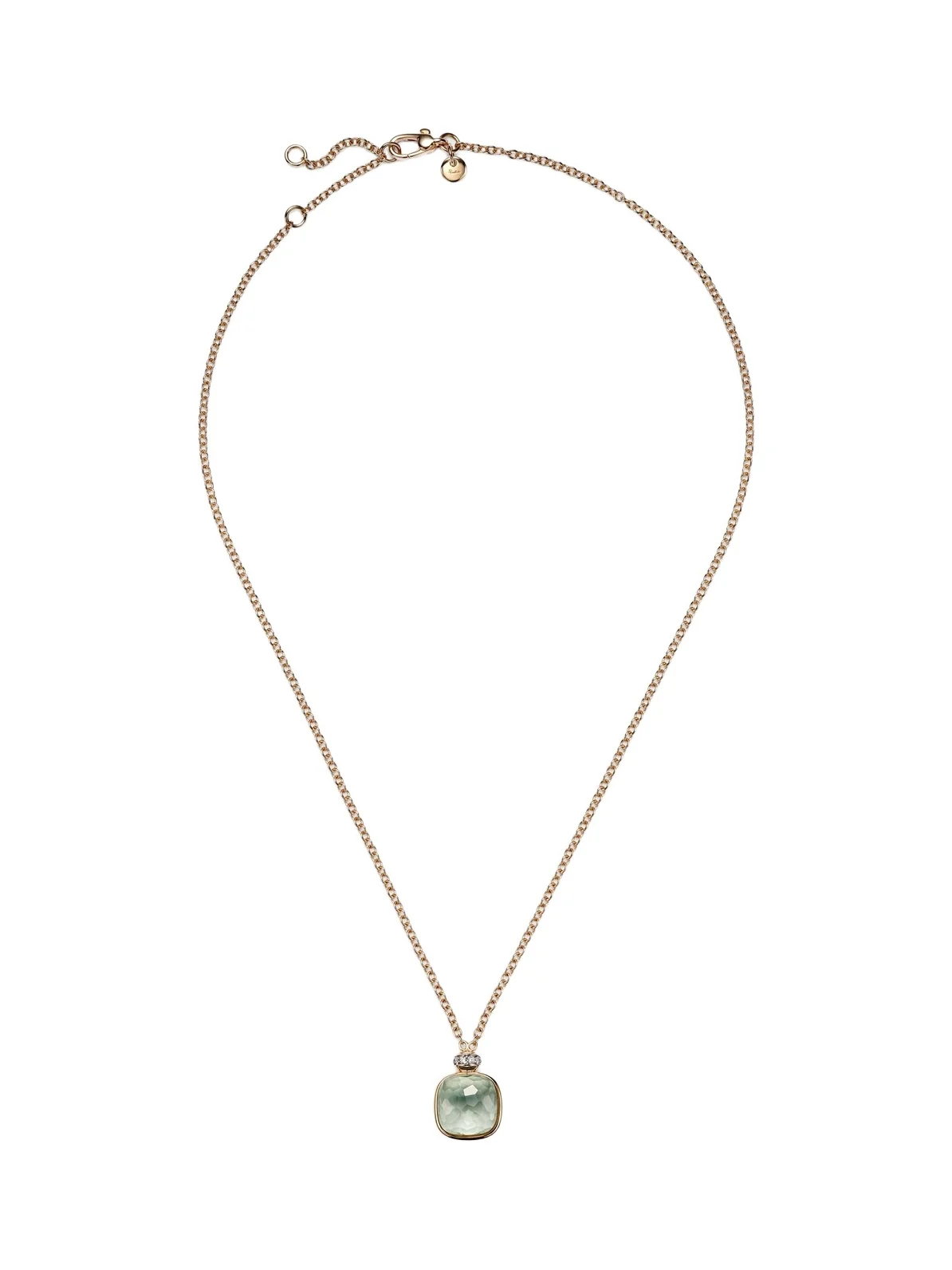 Nudo 18kt rose and white gold necklace with prasiolite and diamonds Nudo 18kt rose and white gold necklace with prasiolite and diamonds