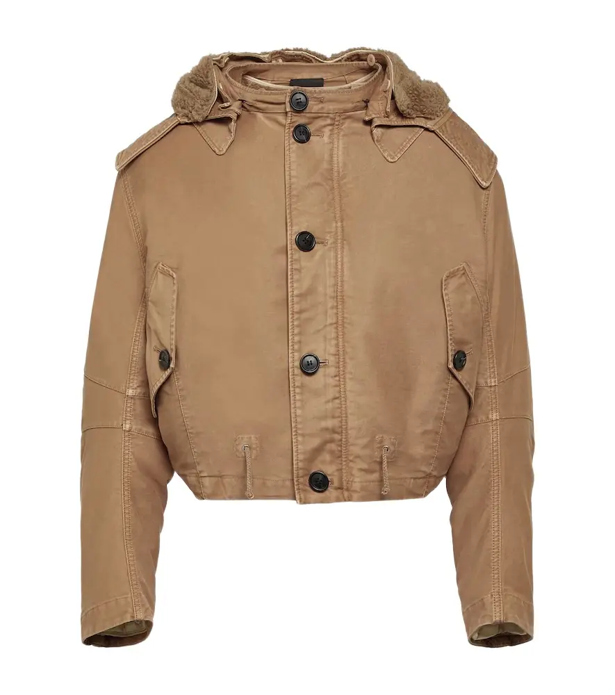 Prada Faux fur-trimmed bomber jacket | Image 1 Prada Faux fur-trimmed bomber jacket | Image 1