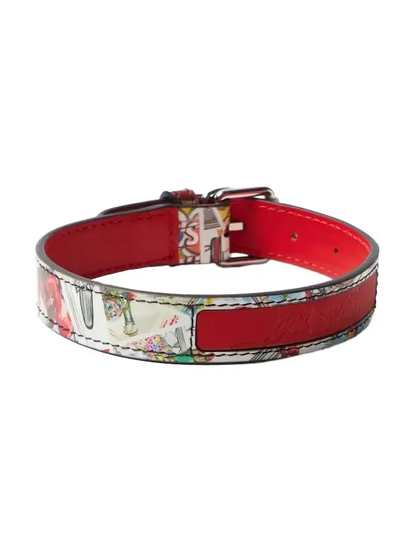 Loubicollar printed leather dog collar Loubicollar printed leather dog collar