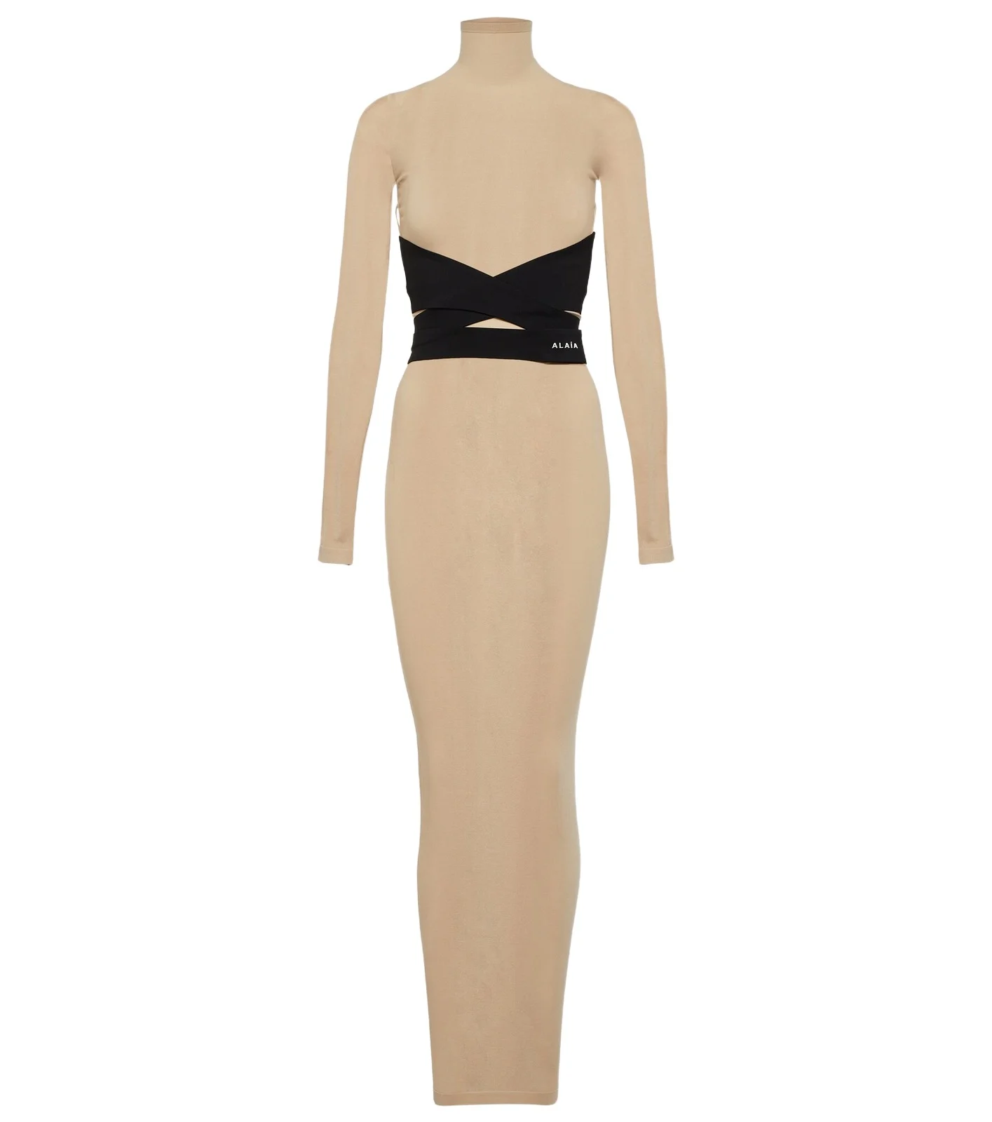 ALAÏA Turtleneck jersey maxi dress