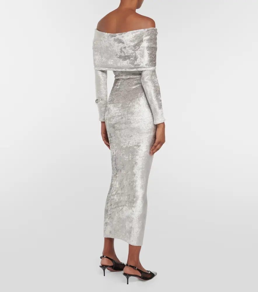 Alaïa Alaïa Off-shoulder velvet midi dress | Thumbnail 2