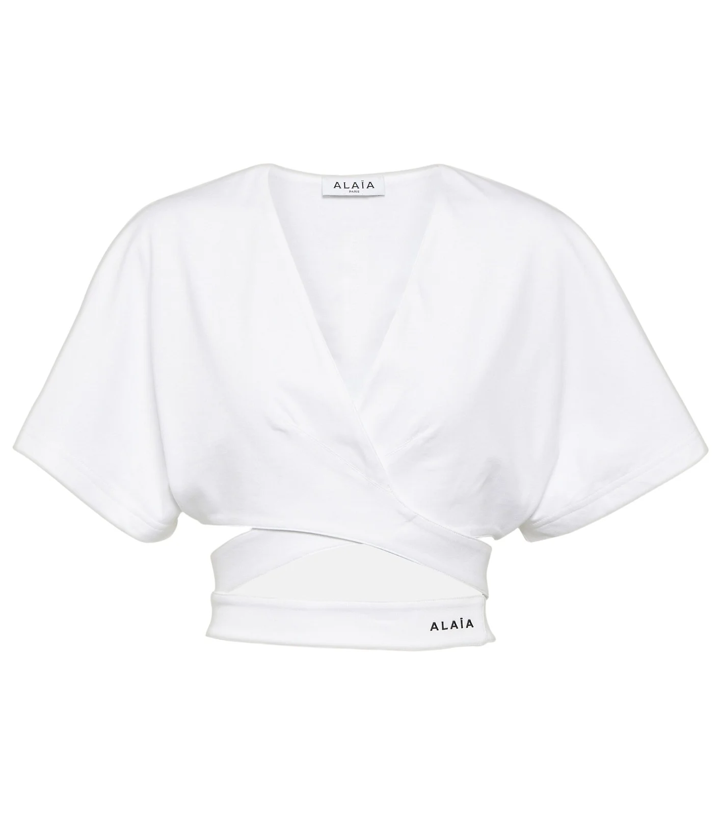 ALAÏA Logo cotton jersey crop top