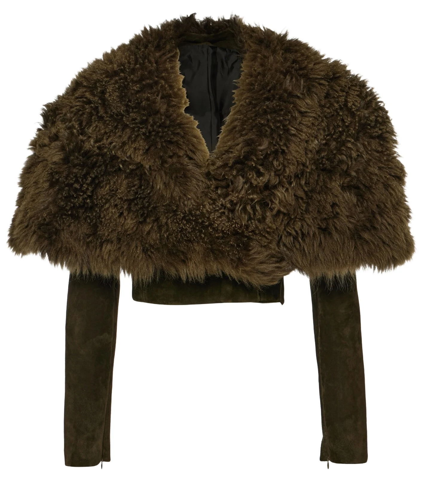 ALAÏA ALAÏA Cropped shearling and suede jacket