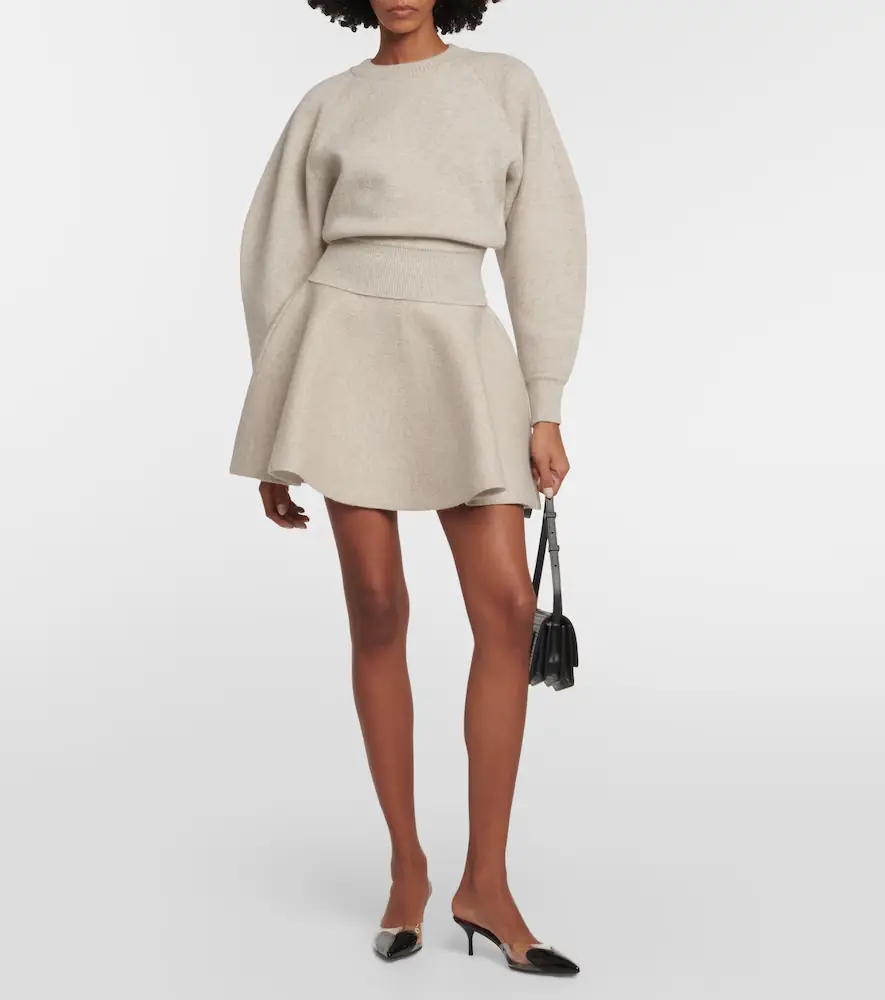 ALAÏA Flared wool-blend miniskirt | Thumbnail 4