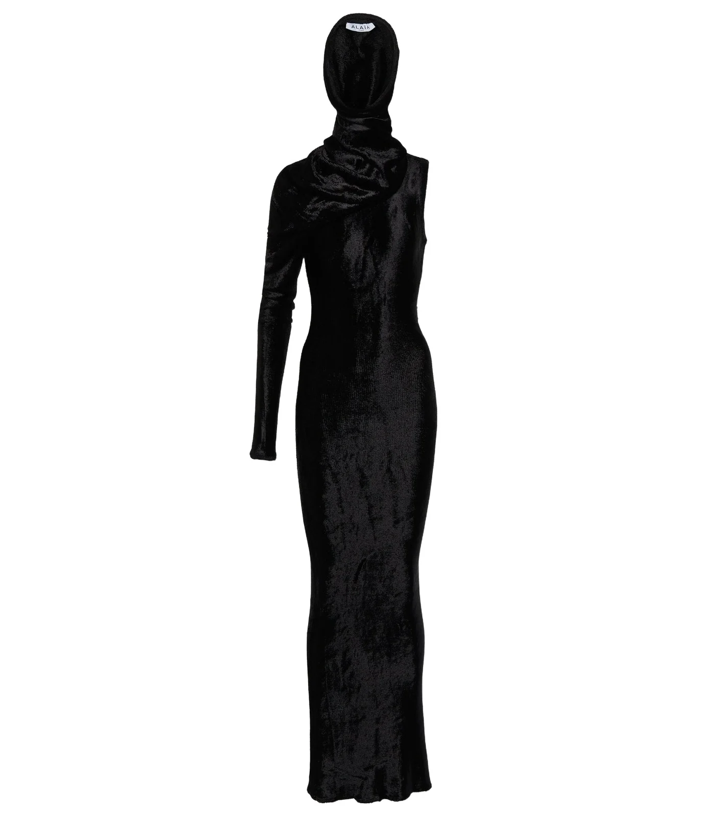 Hooded asymmetric gown
