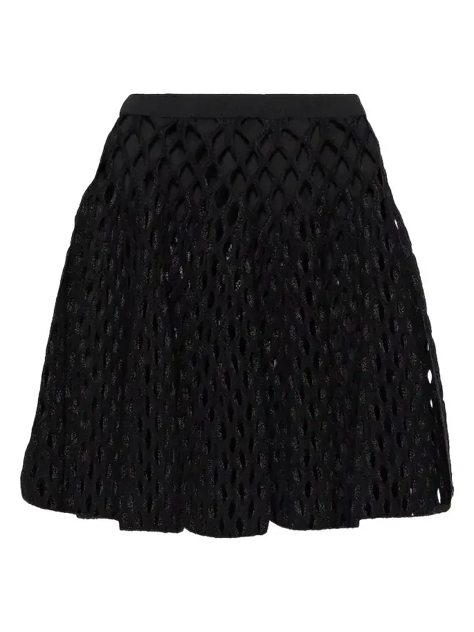 Alaïa High-rise wool-blend open-knit miniskirt