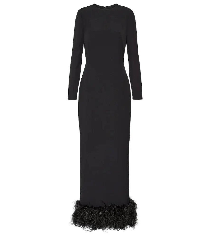Safiyaa Feather-trimmed crêpe gown | Image 1 Safiyaa Feather-trimmed crêpe gown | Image 1