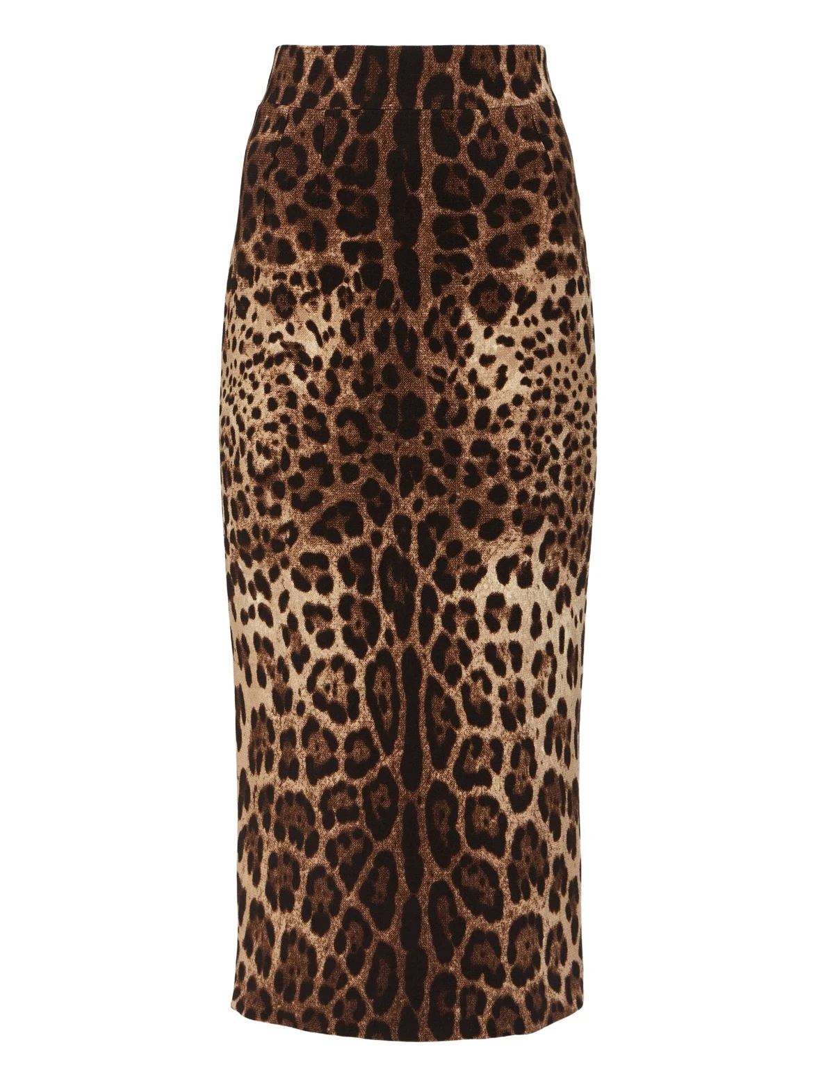 Leopard-print wool pencil skirt