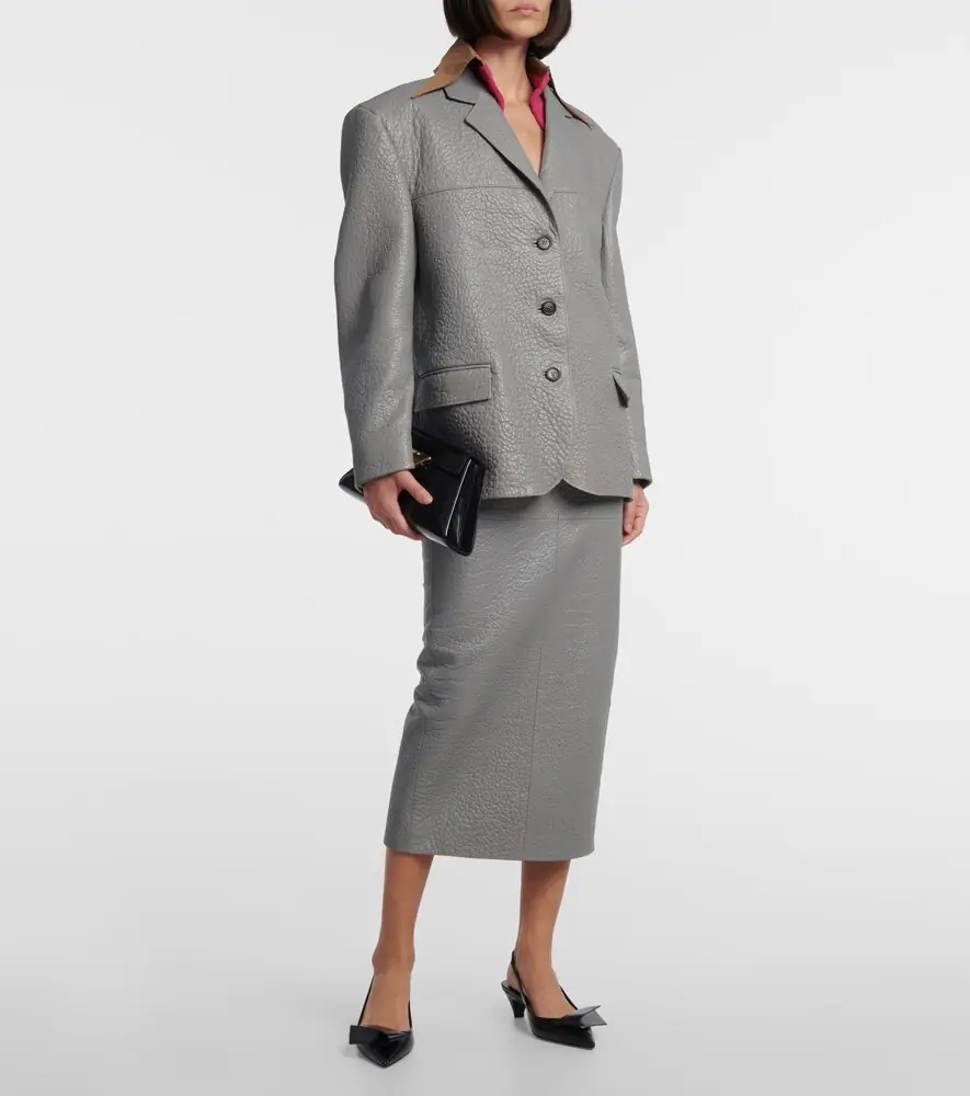 Prada High-rise leather pencil skirt | Thumbnail 5