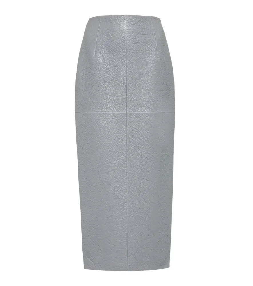 High-rise leather pencil skirt