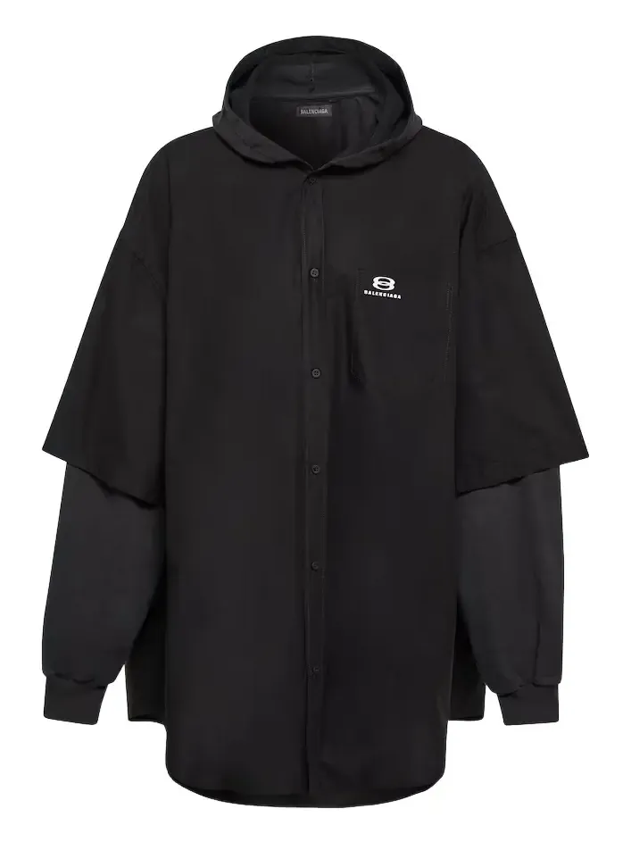 Patched cotton poplin and fleece jacket Patched cotton poplin and fleece jacket
