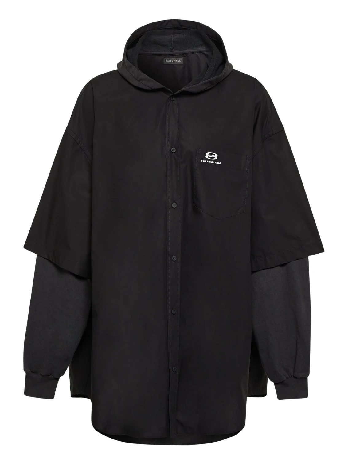 Patched cotton poplin and fleece jacket Patched cotton poplin and fleece jacket
