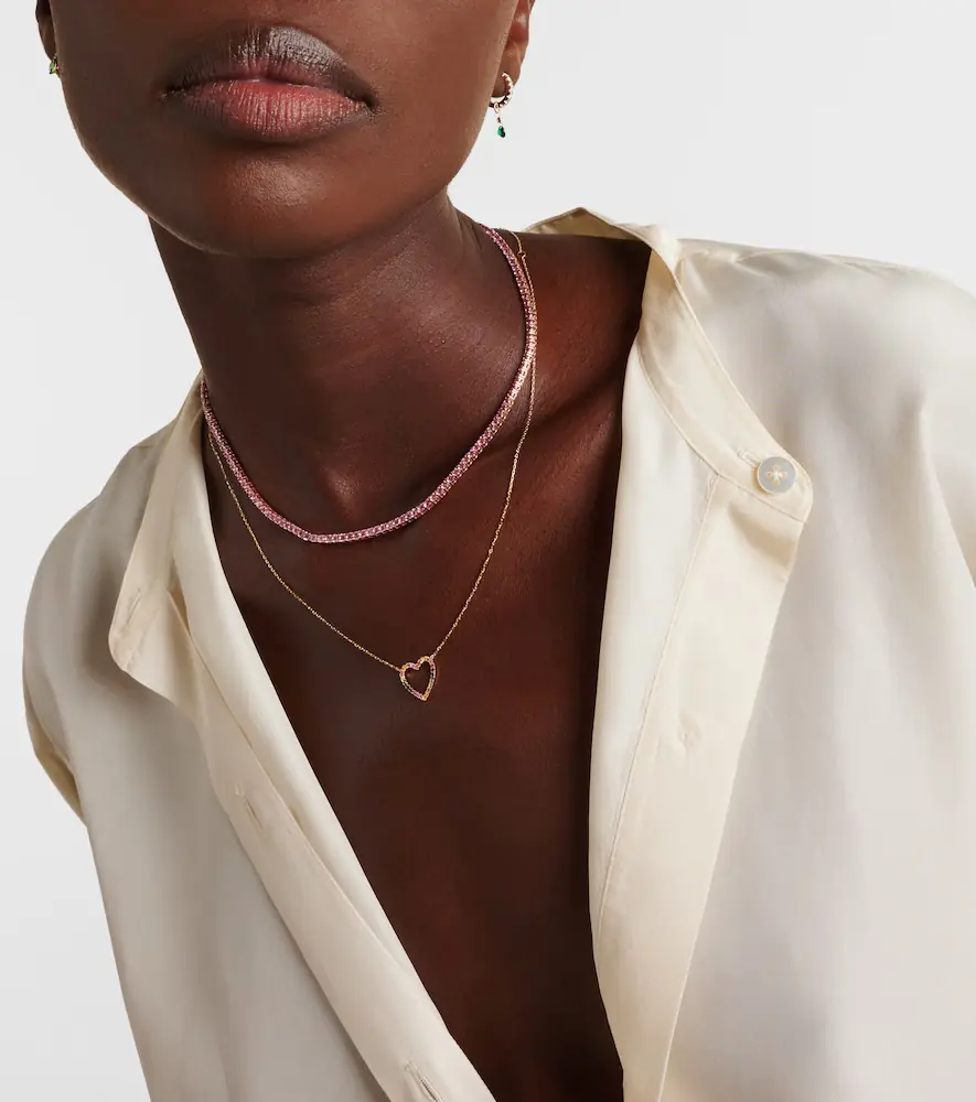 Roxanne First 14kt rose gold tennis necklace with sapphires | Thumbnail 3 Roxanne First 14kt rose gold tennis necklace with sapphires | Thumbnail 3